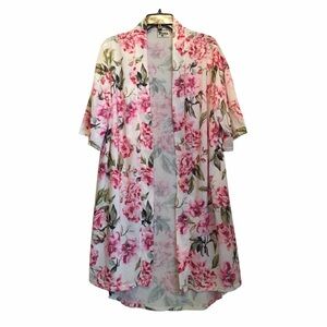 Show Me Your MuMu Pink and Green Floral Robe Coverup Size O/S NO BELT